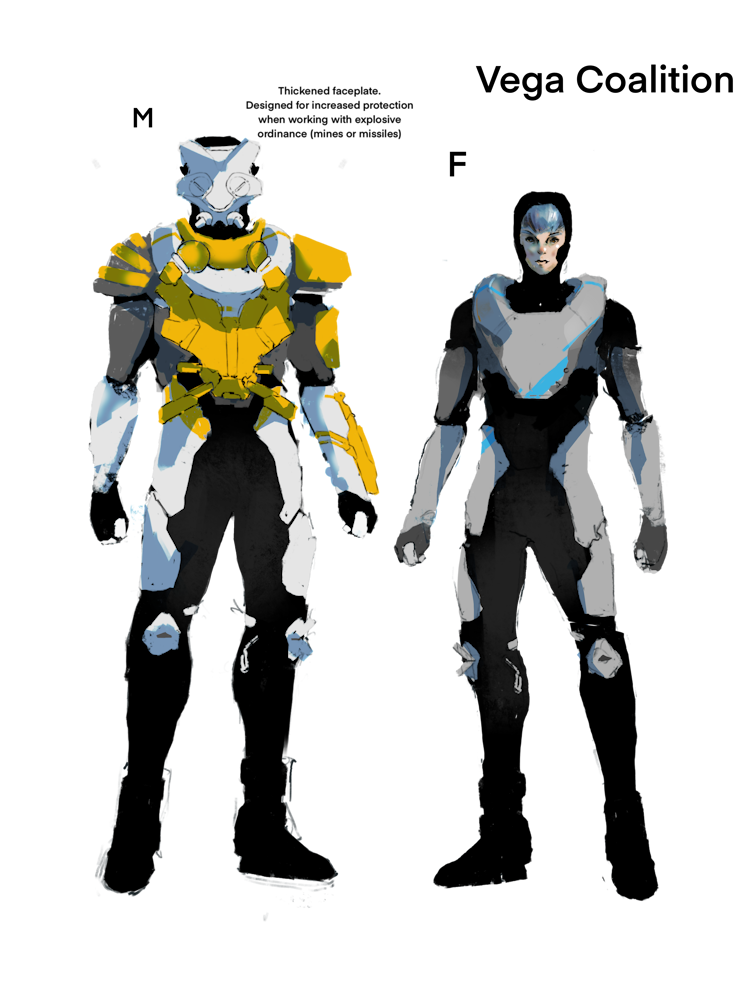 Vega Coalition male and female soldiers in armor